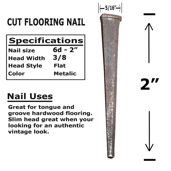 2" - 6d CUT FLOORING NAILS - Antique Historic Reproduction Nails - lbs 2