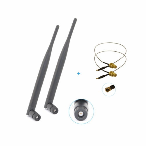 2 6dBi 2.4G 5.0G RP-SMA WiFi Antennas + 2 U.fl For Mod Netgear WNDR3700 v.2 New