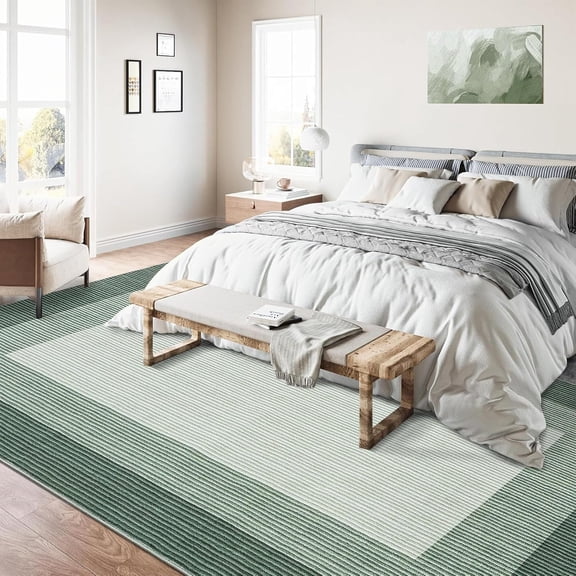 2*6ft/3*5ft/5*7ft/8*10ft/9*12ft/10*13ft Rugs for Bedroom Living Room Machine Washable Rugs Bordered Rug Modern Solid Border Rug Non-Slip Stain Resistant Rug Neutral Accent Carpet for Dining Room