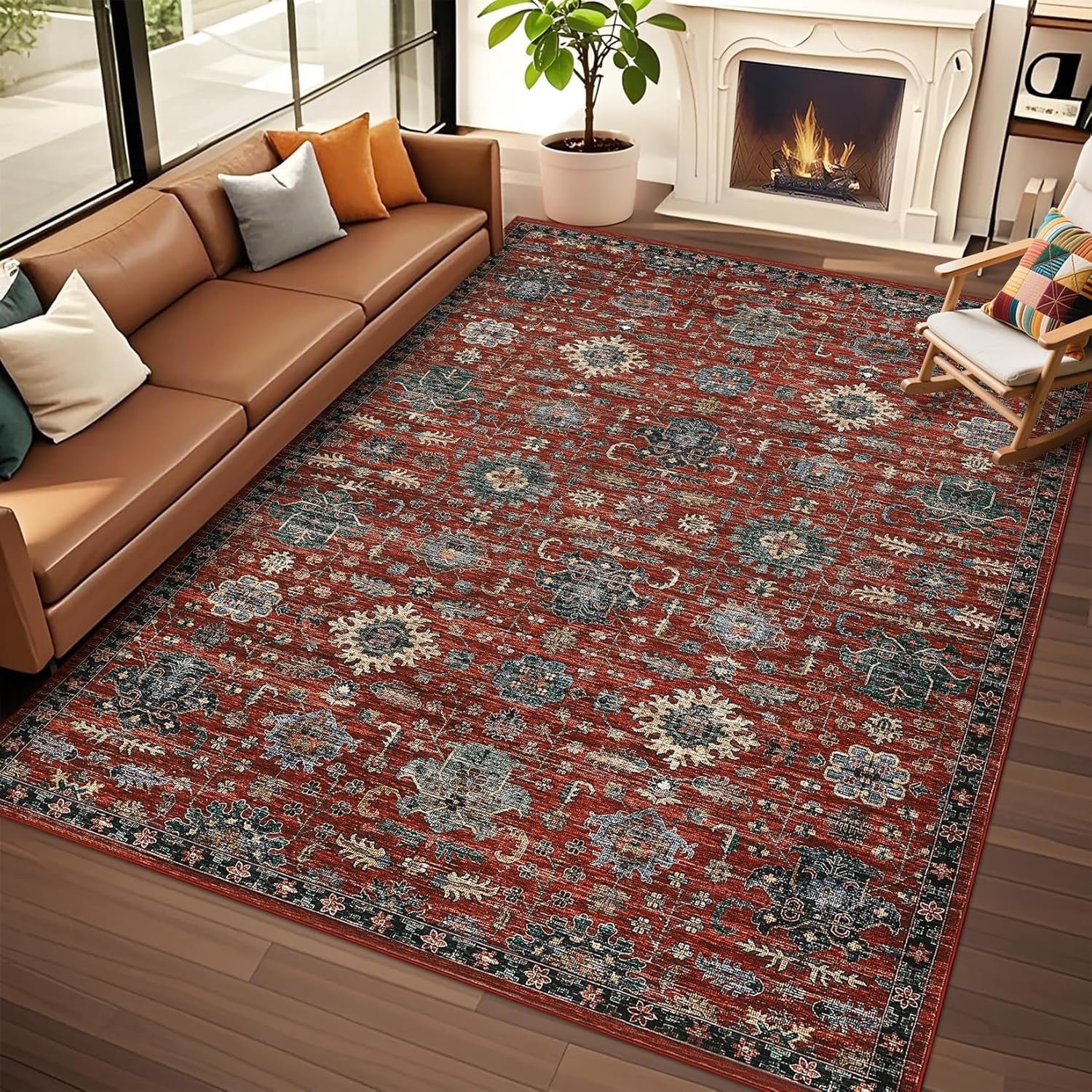 2*6ft/5*7ft/6*9ft/8*10ft/9*12ft/10*13ft Area Rug Washable, Soft Vintage ...