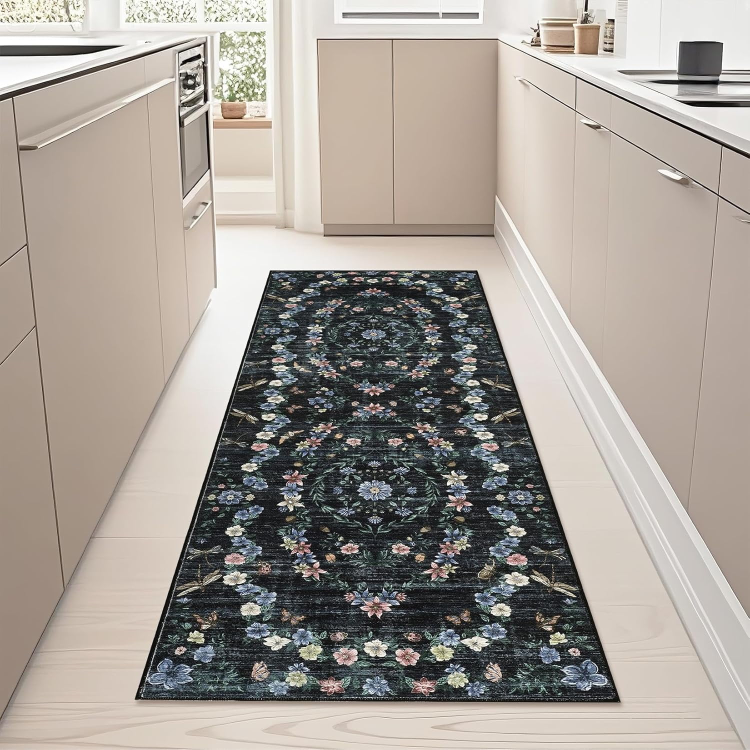 2*6ft/5*7ft/8*10ft/9*12ft/10*13ft Modern Floral Area Rug, Washable ...