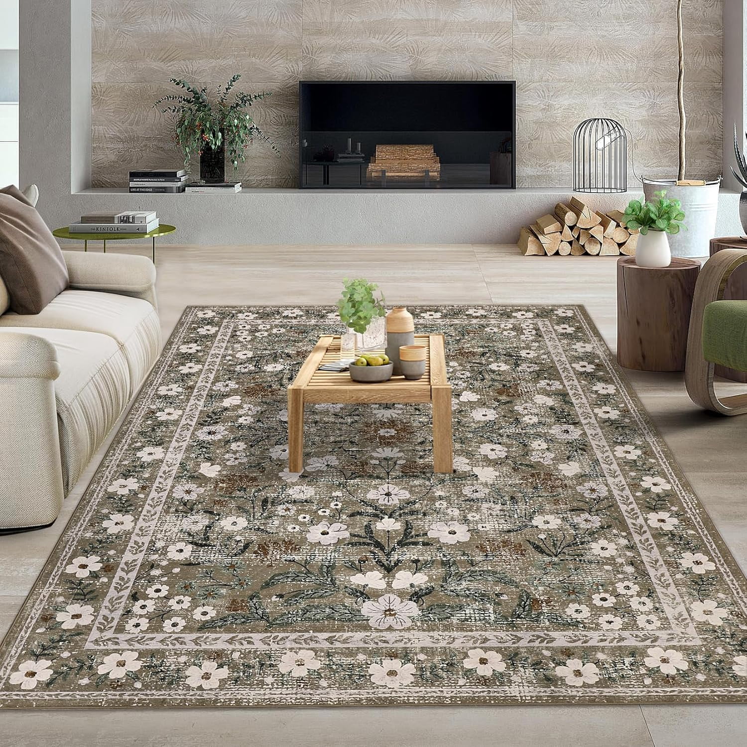 Muttled Rug 2*6ft/5*7ft/8*10ft/9*12ft/10*13ftArea Rug Retro Mottled Flowers Boho ...