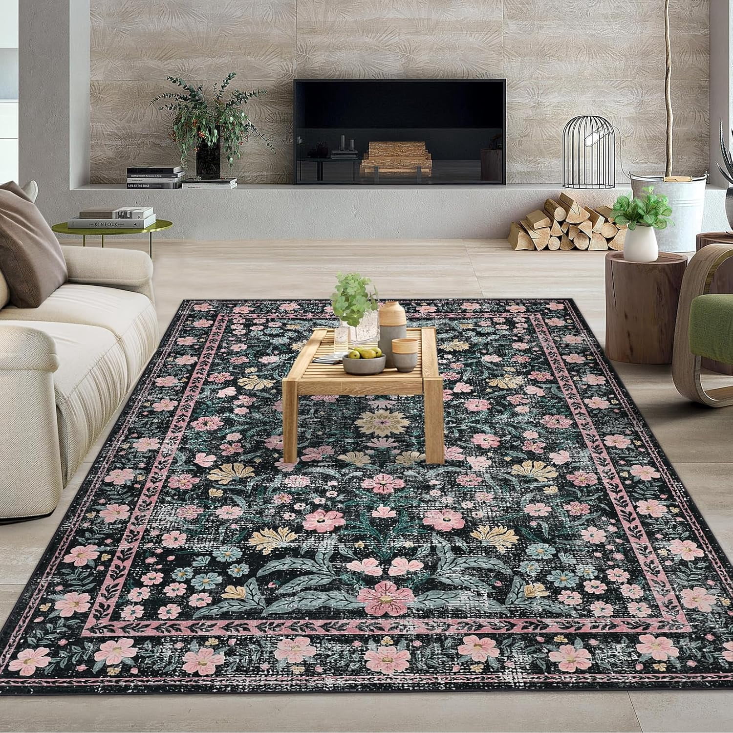 Muttled Rug 2*6ft/5*7ft/8*10ft/9*12ft/10*13ftArea Rug Retro Mottled Flowers Boho ...