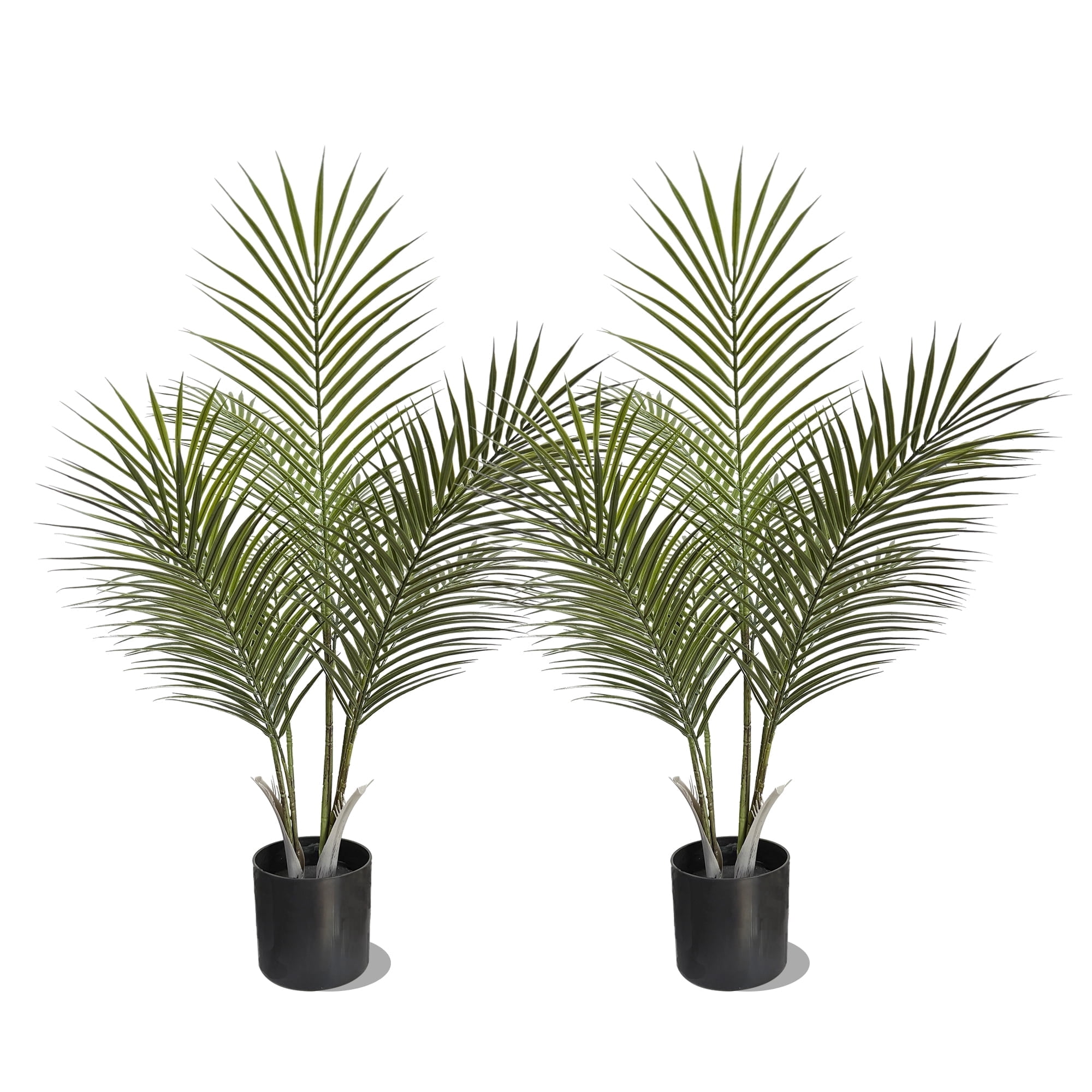2.6ft Artificial Areca Palm Tree(2 Pack), Pre-Potted Fake Palm Plant for Home Decor,Fake Tropical Plant for Indoor/Outdoor Home Decor, Lifelike Faux Greenery with No Upkeep.