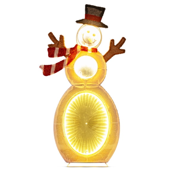 2.6ft LED Lighted Snowman Decoration - Multicolor Polyester & Metal, Weatherproof Outdoor/Indoor Christmas Yard Art with Metal Stand