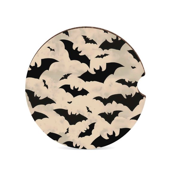 2.6in Car Coasters Are Heat Proof Waterproof And Moisture-Proof With Cork At The Bottom Designed To Prevent Your Car From Scratching For Car Cups Flying Bats in The Air 1PCS