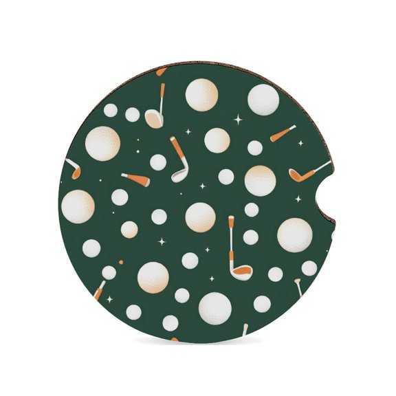 2.6in Car Coasters Are Heat Proof Waterproof And Moisture-Proof With Cork At The Bottom Designed To Prevent Your Car From Scratching For Car Cups Smoothly Seamless Golf Pattern 1PCS