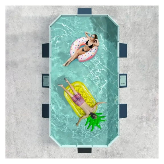 2.6m Folding Pool PVC Outdoor Swimming Pool 1700L/450GAL Non-Inflatable for Patio, Beach, Garden - Easy Install & Storage