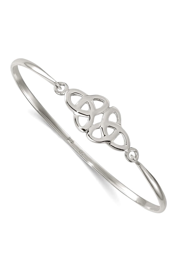 2.6mm 925 Sterling Silver Polished Double Trinity Bangle Bracelet Cuff Bracelet for Women