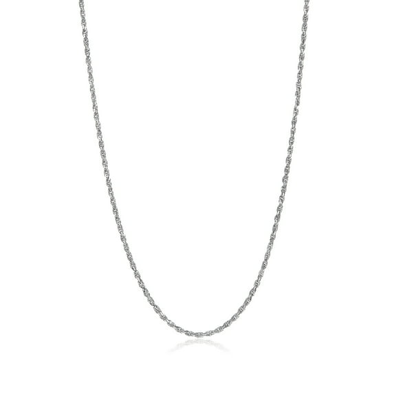 2.6mm Diamond-Cut Rhodium Plated Silver Twisted Rope Chain Necklace, 22 inches
