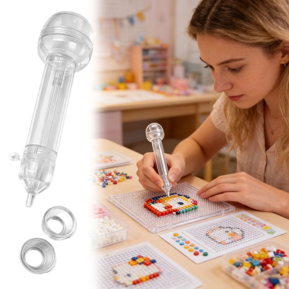 2.6mm Fuse Bead DIY Pen Kit with 2 Bead Containers Transparent Melty Beads Dispenser with 2 Organizer Chamber Efficient Iron Bead Sorting Craft Tools for Kids Boys Girls Large Capacity up to 600 bead