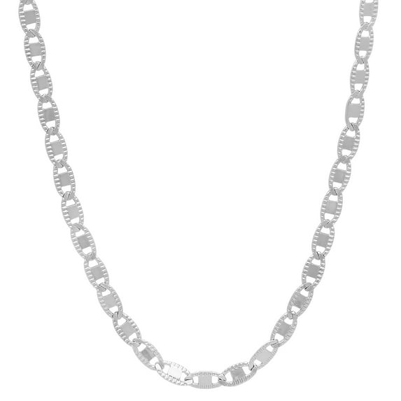 2.6mm Rhodium Plated Flat Mariner Chain Necklace, 24 inches