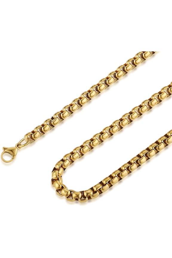 2-6mm Rolo Chain for Men Women Stainless Steel Men's Chain Necklace Round Box Link Chain Necklace 16-30 Inch
