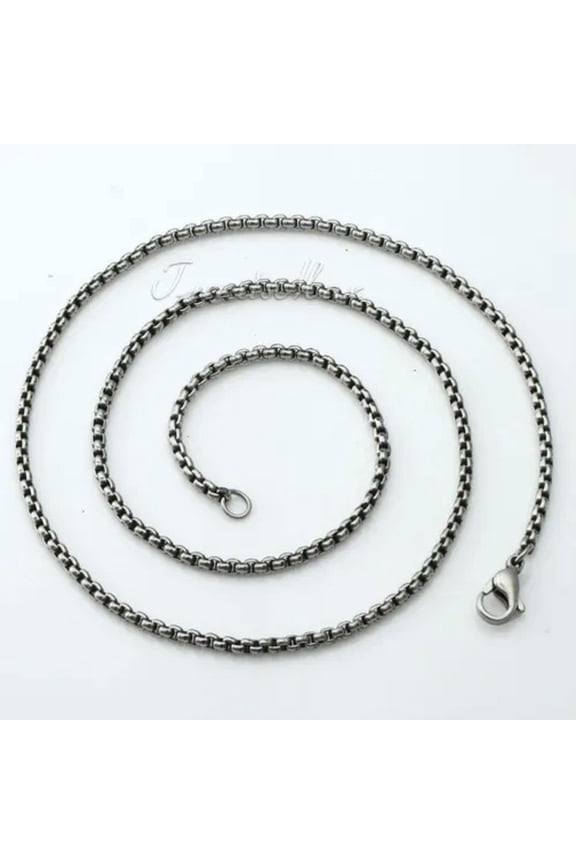 2-6mm Round Box Link Silver Stainless Steel Men Women Chain Necklace Gift 18-36"