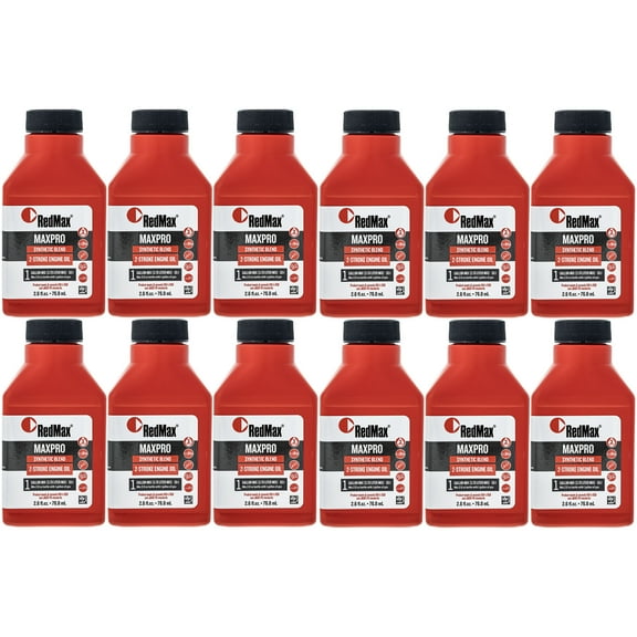 2.6oz Bottles RedMax Synthetic 2 Stroke Cycle Oil w/ Fuel Stabilizer 50:1 12PACK