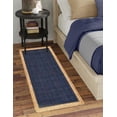 thumbnail image 1 of 2.6x10 Ft Navy Blue Jute Area Rug, Hand-Woven, Reversible, Farmhouse Boho Style, Durable & Pet-Friendly Rug for Living Room, Dining Room, and Bedroom, 1 of 5