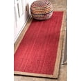 thumbnail image 1 of 2.6x10 Ft Red Jute Area Rug | Handmade | Solid Farmhouse Design | Natural Jute Rug for Living Room | Dining Room | Bedroom | Kitchen | Hallway | Entryway, 1 of 5