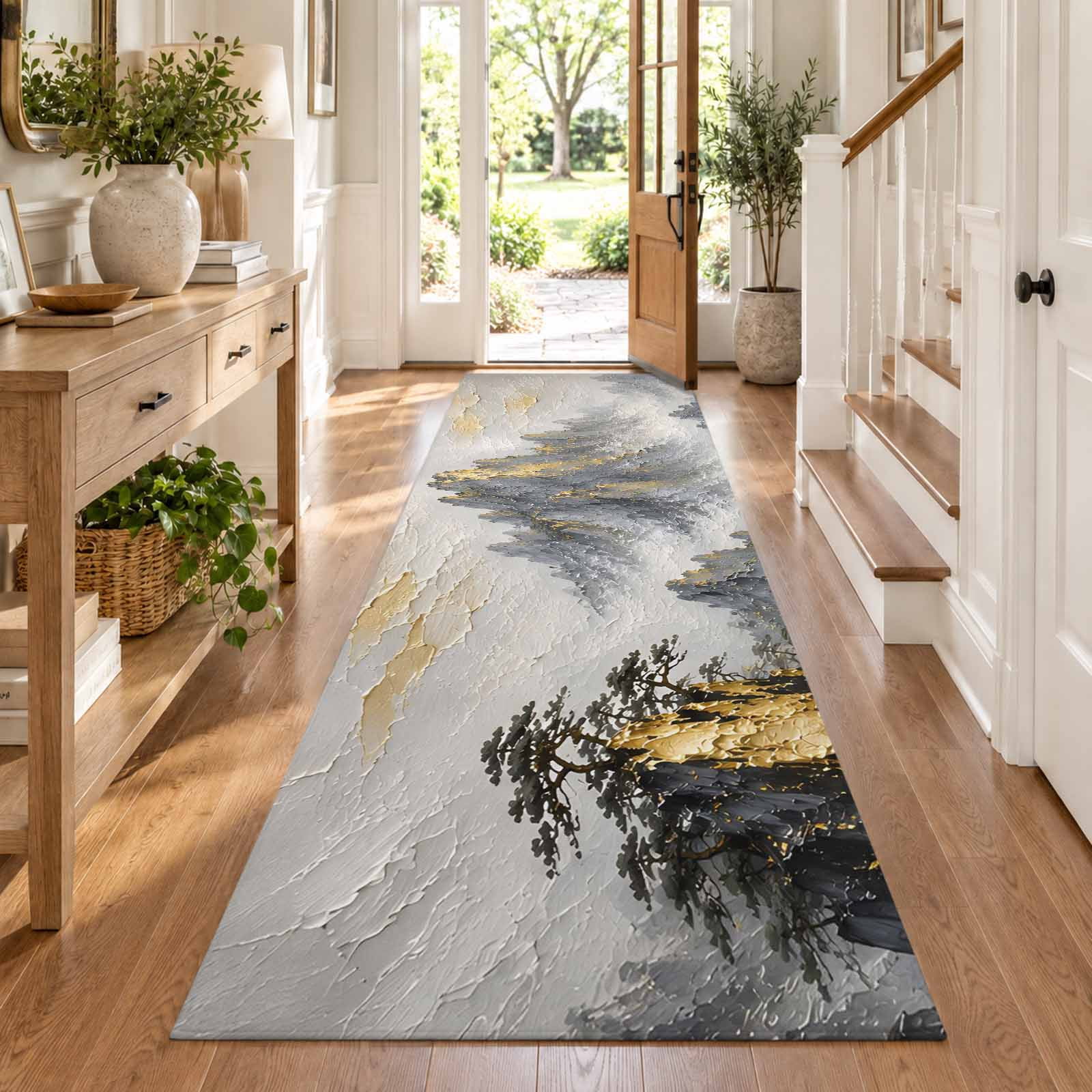 Pine Rugs 2.6x12 Runner Rug for Hallway Golden Peaks Washable Non-Slip Rug ...