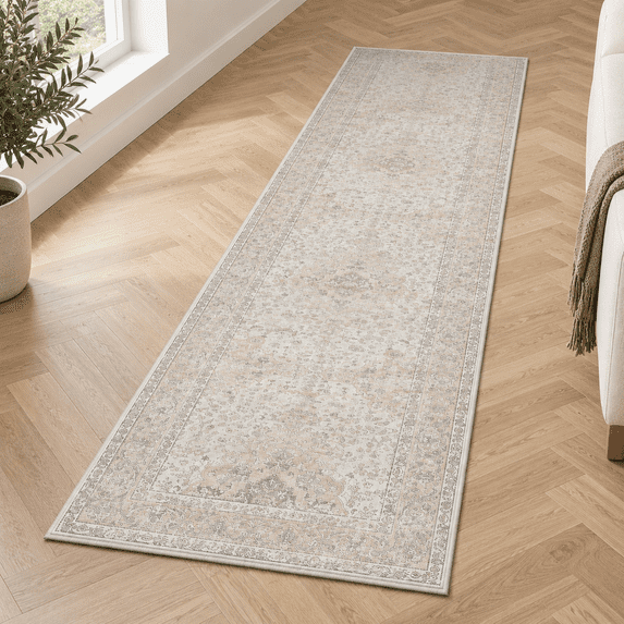 2'6x14 Washable Runner Rug Beige Grey Non Slip Vintcarpet - Walmart.com