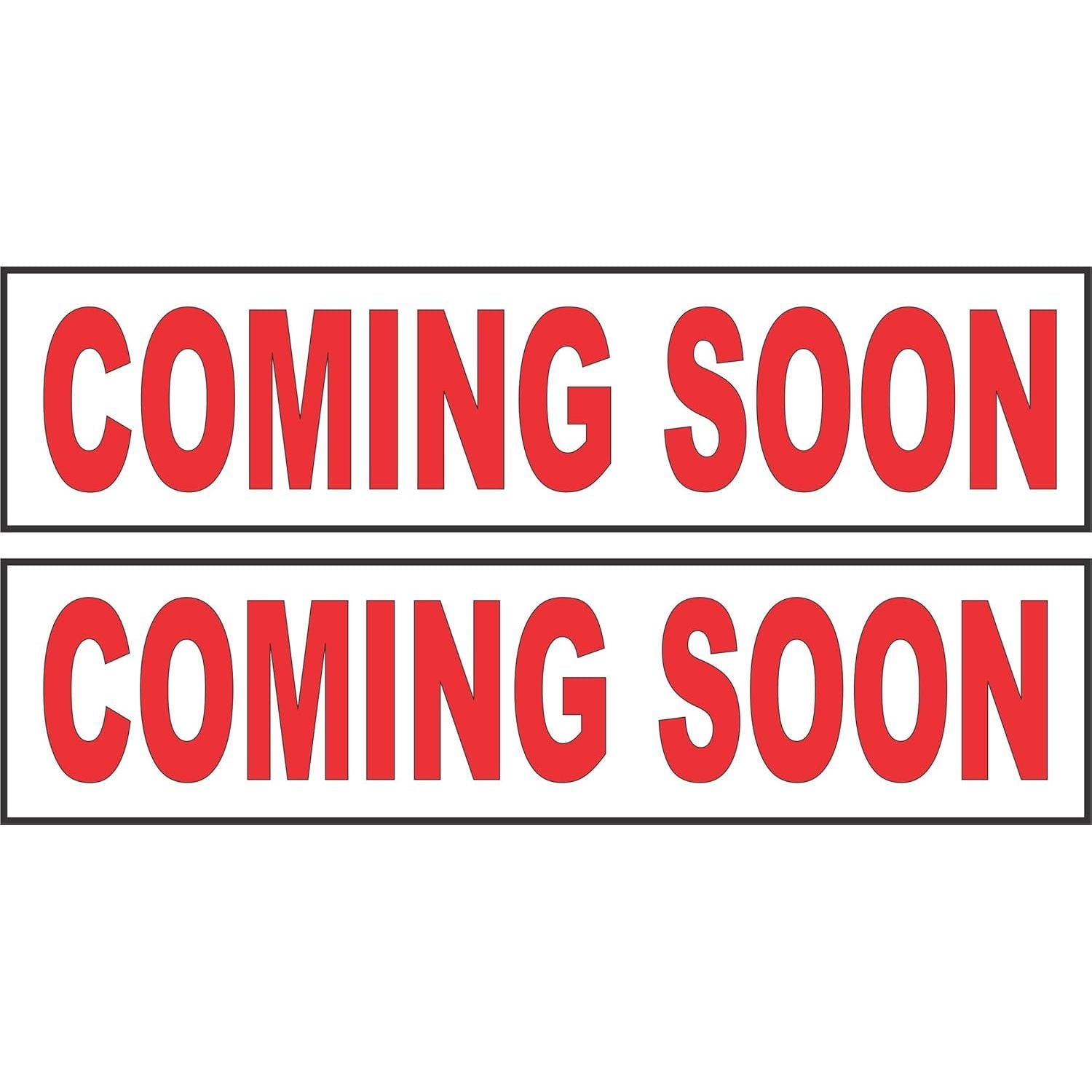 "Coming Soon" Real Estate Rider Sign - 2' X 6' Black, Corrugated Plastic