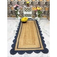 thumbnail image 1 of 2.6x5 Ft Navy Blue & Natural Jute Premium Scalloped Jute Rug – Handcrafted Natural Braided Carpet for Living Room, Bedroom, Entryway – Boho Home Decor, 1 of 5