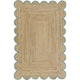thumbnail image 1 of 2.6x6 Ft Sky Blue Border Premium Scalloped Jute Rug – Handcrafted Natural Braided Carpet for Living Room, Bedroom, Entryway, Boho Home Decor, 1 of 5