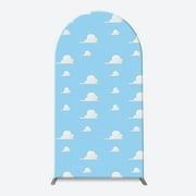 2.6x6ft Cartoon Cloud Sky Arch Backdrop Blue White Boy First Birthday Cake Party Photography Decoration
