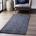 thumbnail image 1 of 2.6x7 Ft Navy Blue Jute Area Rug | Handmade | Solid Farmhouse Design | Natural Jute Rug for Living Room | Dining Room | Bedroom | Kitchen | Hallway | Entryway, 1 of 4