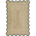 thumbnail image 1 of 2.6x8 Ft Green Border Premium Scalloped Jute Rug – Handcrafted Natural Braided Carpet for Living Room, Bedroom, Entryway, Boho Home Decor, 1 of 5