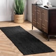 thumbnail image 1 of 2.6x9 Ft Black Jute Area Rug | Handmade | Solid Farmhouse Design | Natural Jute Rug for Living Room | Dining Room | Bedroom | Kitchen | Hallway | Entryway, 1 of 4