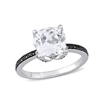 2-7/8 Carat T.G.W. Created White Sapphire and Black Diamond-Accent 10kt White Gold Cocktail Ring