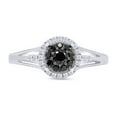 thumbnail image 1 of 2/7 CT Round Cut Black & White Real Diamond Halo Cluster Engagement Ring In 14K White Gold Over Sterling Silver (Color: Black & White, Clarity: I2-I3, 0.30 Cttw) -10, 1 of 7