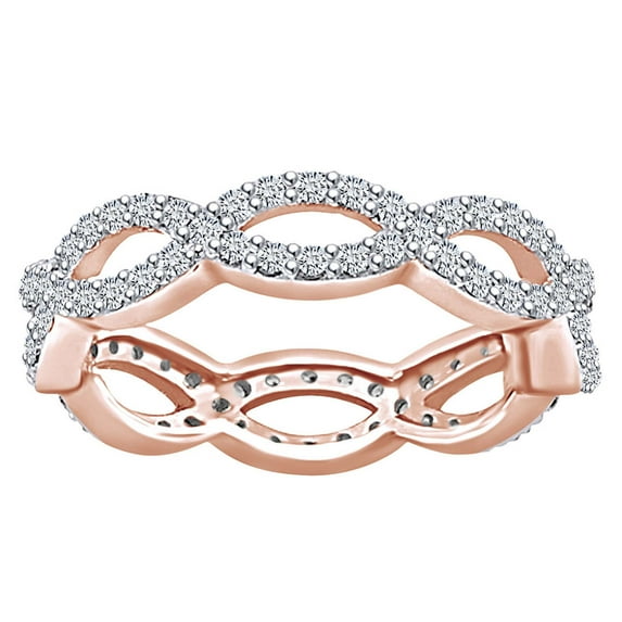 AFFY 2.7 Carat (Ctw) Round Shape White Natural Diamond Eternity Wedding Band Ring In 14k Solid Rose Gold Ring Size-6