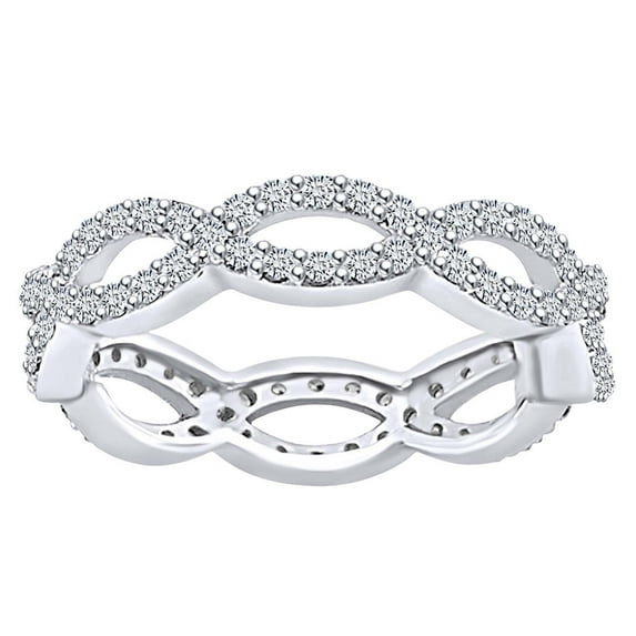 AFFY 2.7 Carat (Ctw) Round Shape White Natural Diamond Eternity Wedding Band Ring In 14k Solid White Gold Ring Size-7.5