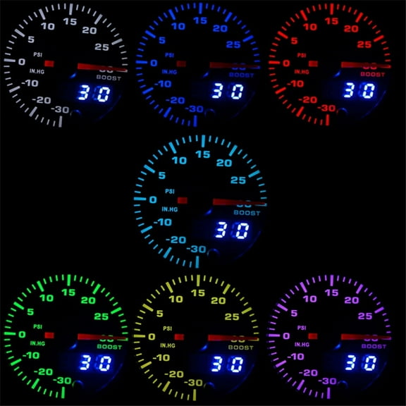 2" 7 Colors LED Digital Dual Display Car Turbo Boost Gauge PSI Meter