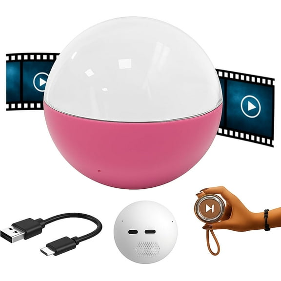 2.7" Custom Crystal Ball Video Player, Personalized Digital Display Sphere with Changeable Cover & Text, Uploadable Photos & Videos, Unique Memory Gift for Anniversary, Wedding, Birthday (Pink)