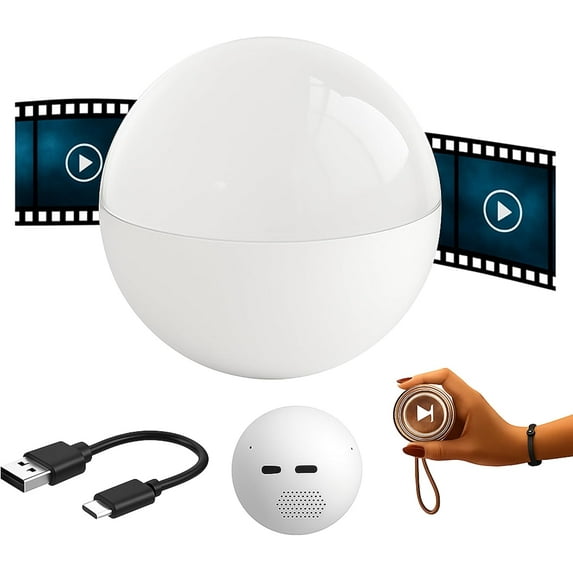 2.7" Custom Crystal Ball Video Player, Personalized Digital Display Sphere with Changeable Cover & Text, Uploadable Photos & Videos, Unique Memory Gift for Anniversary, Wedding, Birthday (White)