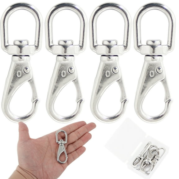 2.7 Inch Swivel Snap Hooks, 4 Packs Small Stainless Steel Spring Clips, Flag Pole Clips, Scuba Diving Clips Spring Hooks for Dog leashes, Keychains, Bird Feeders, Pet Chains and More