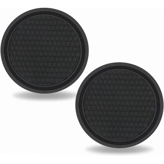 2.7 Inch Universal Car Cup Holder Coasters, Black PVC Anti-Slip Auto Drink Coasters, Easy Clean Waterproof Car Interior Accessories(2pcs)