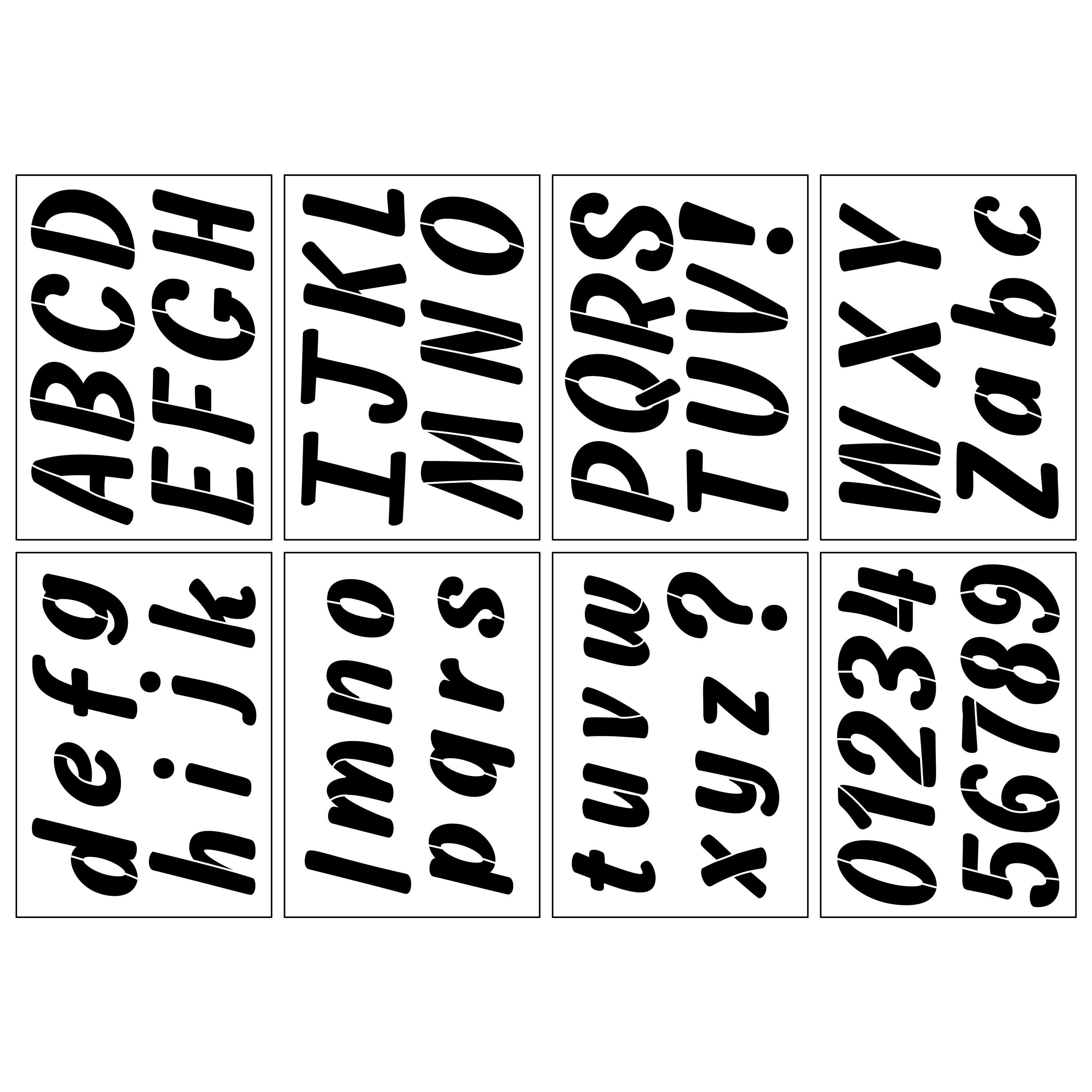 Craft Smart 2.7" Italic Sans Serif Alphabet Stencils - Reusable Plastic, 64 Designs per Pack, 8 Sheets Each - Ideal for DIY Crafts, Decor, Furniture & Gifts, 6 Pack
