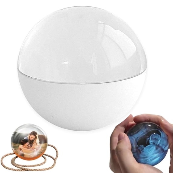2.7" Memory Orb, 3D Crystal Ball Digital Photo Album, Customizable Christmas Ornament Decoration, DIY Gift for Anniversary, Birthday (White)