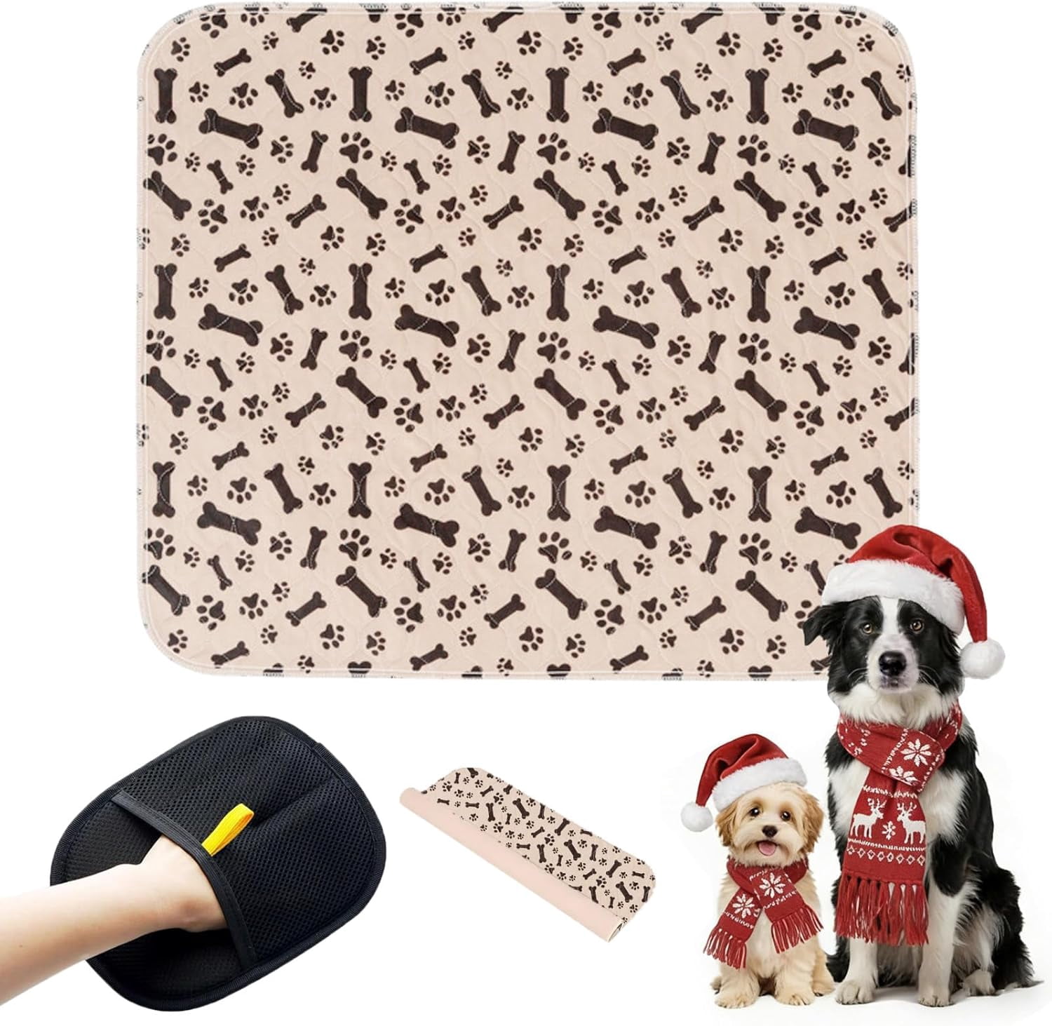 JJEAN-Puppy Pads with Pheromones, Washable Puppy Pee Pads for Dogs Reusable Puppy Pads for Dogs and Cats - Leak & Odor Proof, Non-Slip Base Training Pads for Home & Travel(with Pet Hair Removal Glove