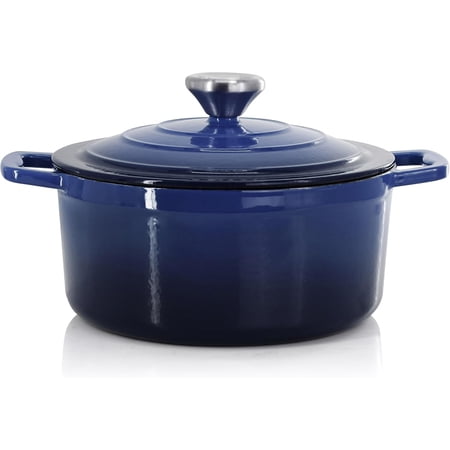 2.7 Quart Round Enameled Cast Iron Casserole Dish with Lid