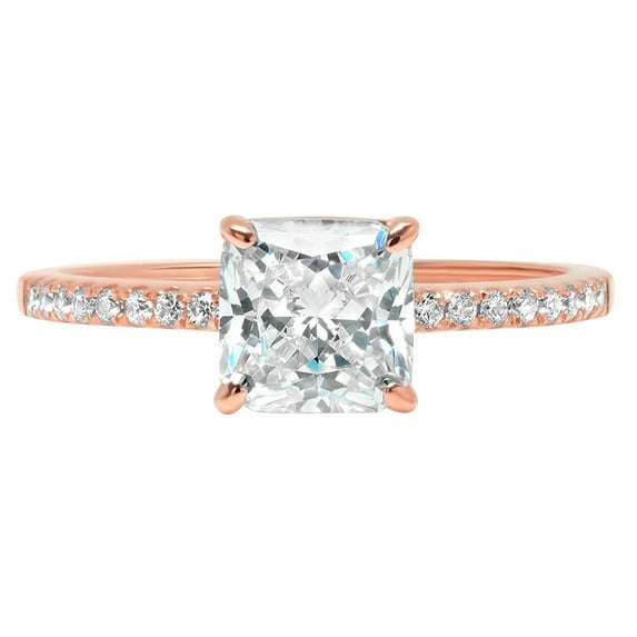 2.7 ct Asscher Cut Genuine Cultured Diamond VS1-VS2 I-J 14K Rose Gold Promise Wedding Statement Engagement Designer Ring size 4