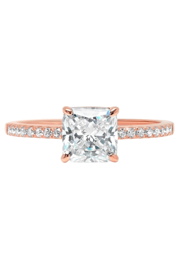 2.7 ct Asscher Cut Genuine Cultured Diamond VS1-VS2 I-J 14K Rose Gold Promise Wedding Statement Engagement Designer Ring size 5