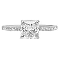 2.7 ct Asscher Cut Genuine Cultured Diamond VS1-VS2 J-K 18K White Gold Promise Wedding Statement Engagement Designer Ring W/ Crystal side stones size 3.5