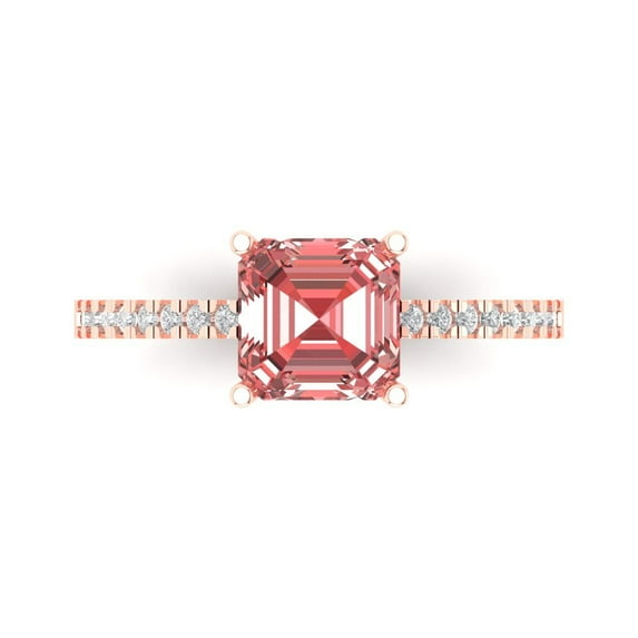 Solitaire with Accents Engagement Ring for Women - 2.7ct Natural Garnet in 14K Rose Gold Promise Ring