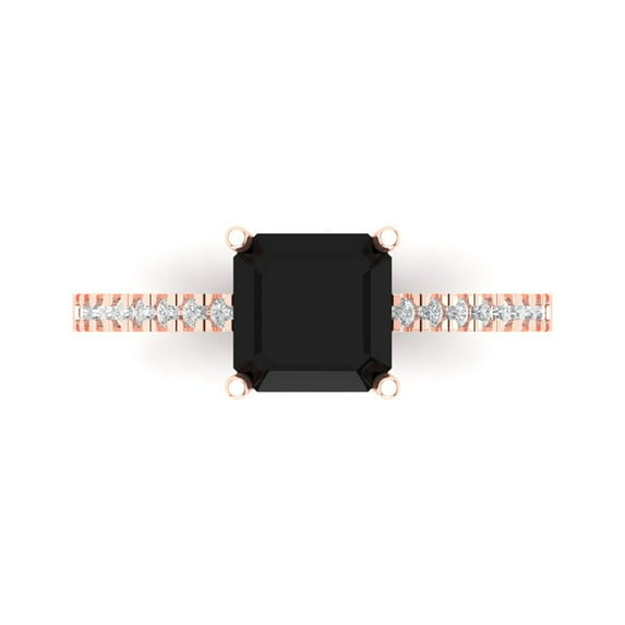 Solitaire with Accents Engagement Ring for Women - 2.7ct Natural Onyx in 14K Rose Gold Promise Ring