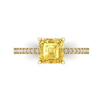 Solitaire with Accents Engagement Ring for Women - 2.7ct Simulated Yellow Diamond in 18K Yellow Gold Promise Ring