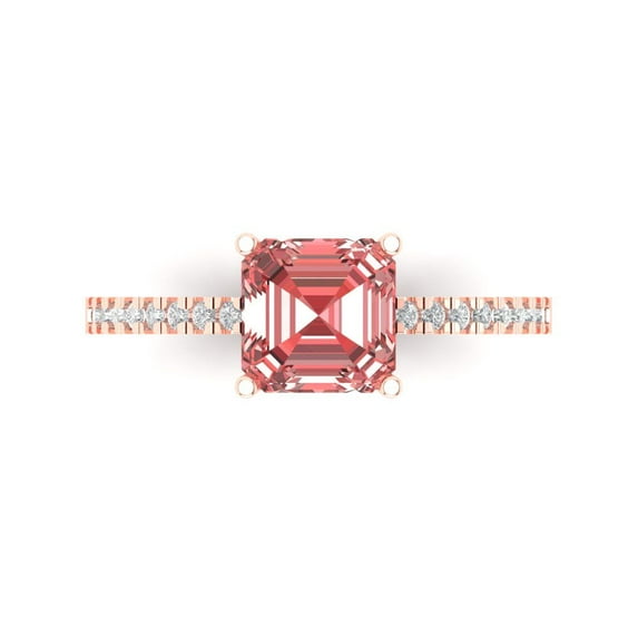 Solitaire with Accents Engagement Ring for Women - 2.7ct Natural Garnet in 14K Rose Gold Promise Ring